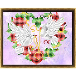 Рисунок на ткани для вышивания бисером "Любовь и голуби"