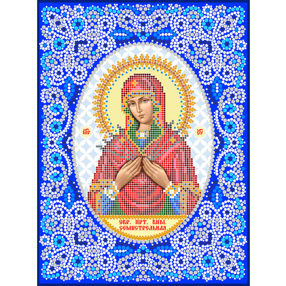 Рисунок на ткани для вышивания бисером и бусинами "Образ Пресвятой Богородицы Семистрельная"