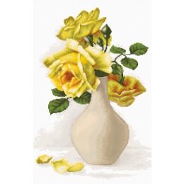 Набор для вышивания крестом "Желтые розы в вазе"
