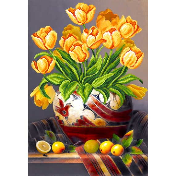 Рисунок на шелке "Тюльпаны"