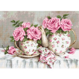 Набор для вышивания крестом "Утренний чай и розы"