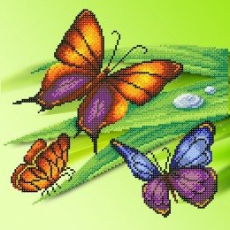 Рисунок на ткани "Трио бабочек"