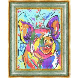 Рисунок на ткани для вышивания бисером "Свинка"