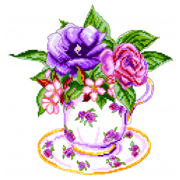 Рисунок на канве "Роза в чашке"