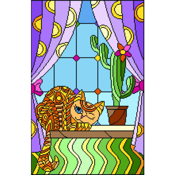 Рисунок на канве "Витраж Хитрый кот"