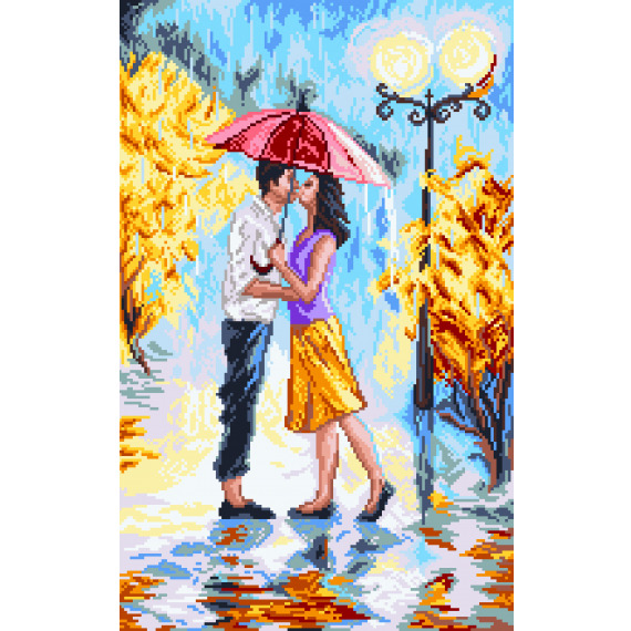 Рисунок на канве "Двое под зонтом"
