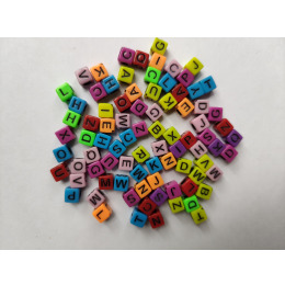 Бусины Алфавит  (английский, цветное ассорти, куб 5х5) 500гр