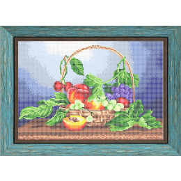 Рисунок на ткани для вышивания бисером "Корзина с фруктами"