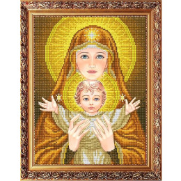 Рисунок на ткани "Богородица с младенцем в золоте"