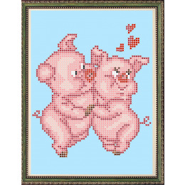 Рисунок на ткани для вышивания бисером "Милые свинки"