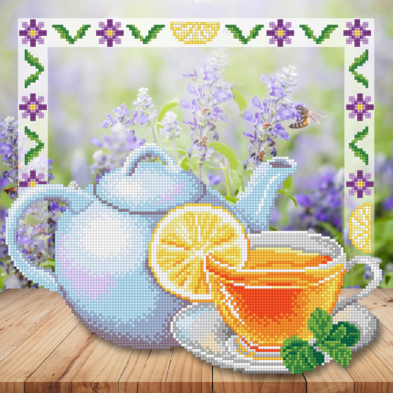 Рисунок на ткани "Свежесть утреннего чая"