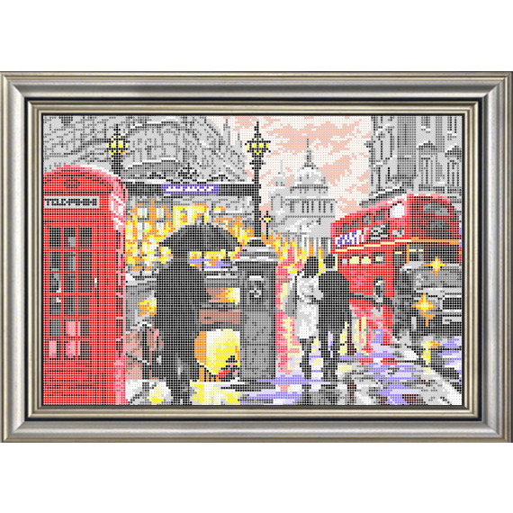 Рисунок на ткани для вышивания бисером "Дождь в Лондоне"