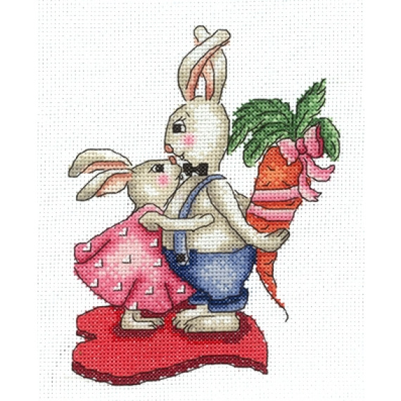 Набор для вышивания крестом "Зайки. Любовь-морковь"