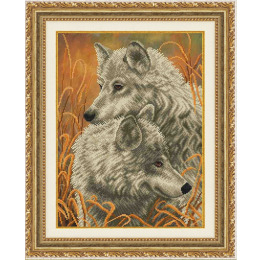 Рисунок на ткани "Волки в колосках"