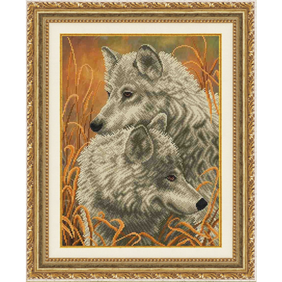 Рисунок на ткани "Волки в колосках"