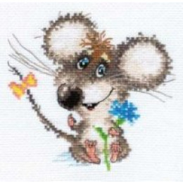 Набор для вышивания крестом "Влюбленный мышонок"