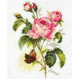 Набор для вышивания крестом "Роза и бабочка"