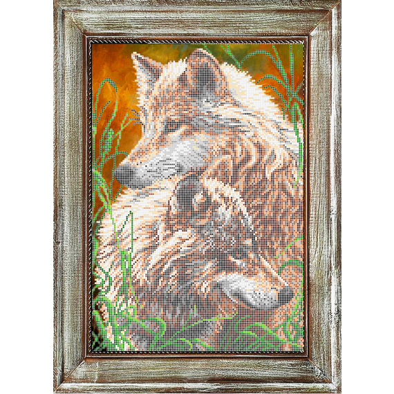 Рисунок на ткани для вышивания бисером "Пара волков"