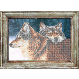 Рисунок на ткани для вышивания бисером "Пара волков"
