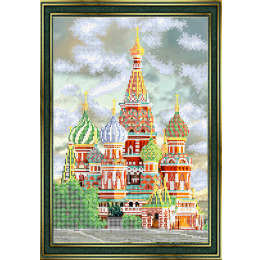 Рисунок на ткани для вышивания бисером "Храм Василия Блаженного"