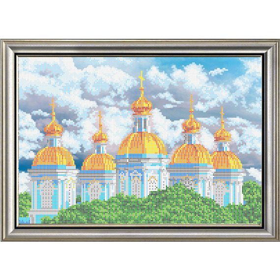 Рисунок на ткани для вышивания бисером "Никольский Московский Собор"