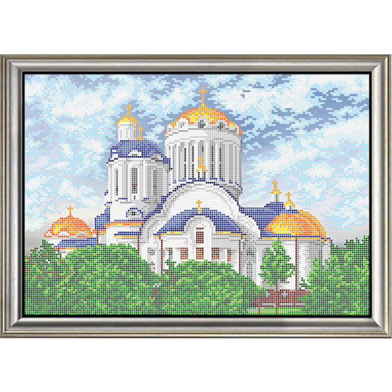 Рисунок на ткани для вышивания бисером "Храм Собора Московских Святых"