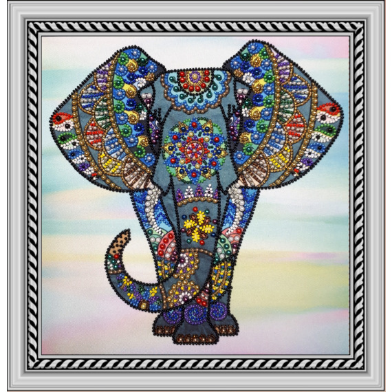 Рисунок на ткани для вышивания бисером и бусинами "Слон"