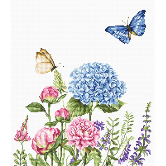 Набор для вышивания крестом "Летние цветы и бабочки"