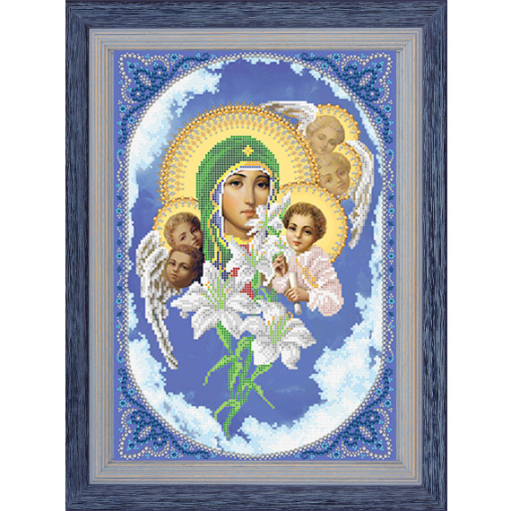Рисунок на ткани для вышивания бисером и бусинами "Богородица Благовещение"