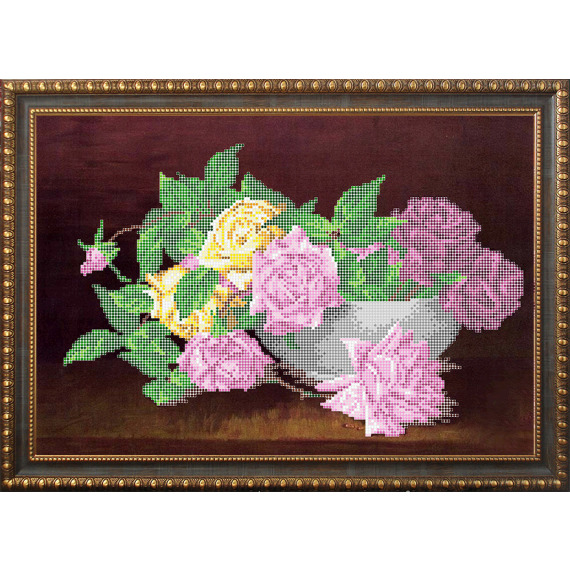 Рисунок на ткани для вышивания бисером "Чаша с розами"