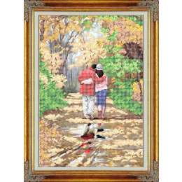Рисунок на ткани для вышивания бисером "Осенняя прогулка"
