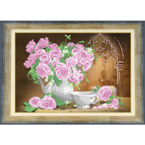 Рисунок на ткани для вышивания бисером "Букет роз"