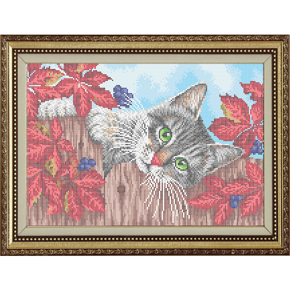 Рисунок на ткани для вышивания бисером "Котёнок"