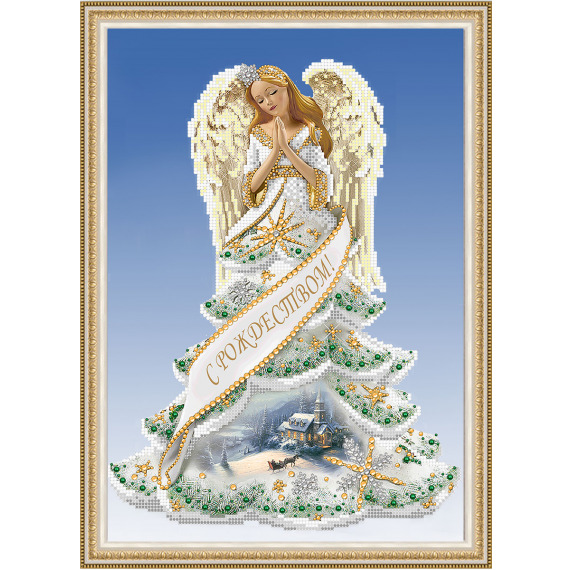 Рисунок на ткани для вышивания бисером и бусинами "Рождественский ангел"