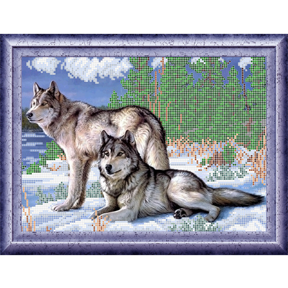 Рисунок на ткани для вышивания бисером "Волки"