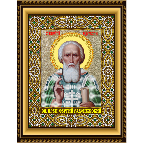 Рисунок на ткани для вышивания бисером и бусинами "Святой Преподобный Сергий Радонежский"