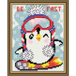 Картина стразами "Будь быстрым! Пингвиненок"