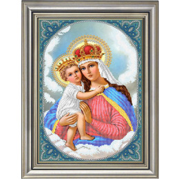 Рисунок на ткани для вышивания бисером и бусинами "Богородица с младенцем"