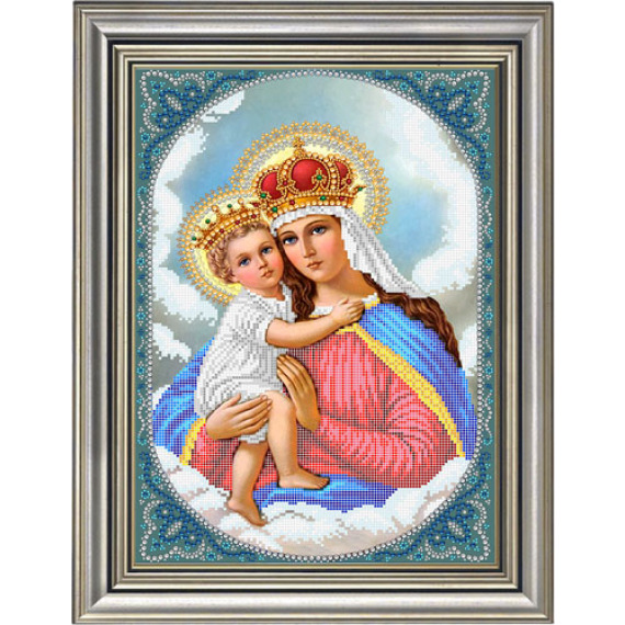 Рисунок на ткани для вышивания бисером и бусинами "Богородица с младенцем"
