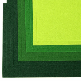 Фетр листовой жесткий зеленый ассорти (10 шт)