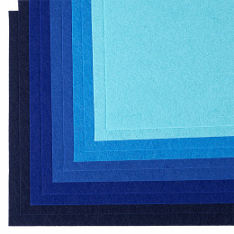Фетр листовой жесткий синий ассорти (10 шт)