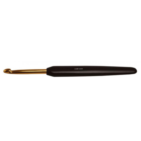 Крючок алюминиевый 3.50 mm с черной ручкой (золотой наконечник) 