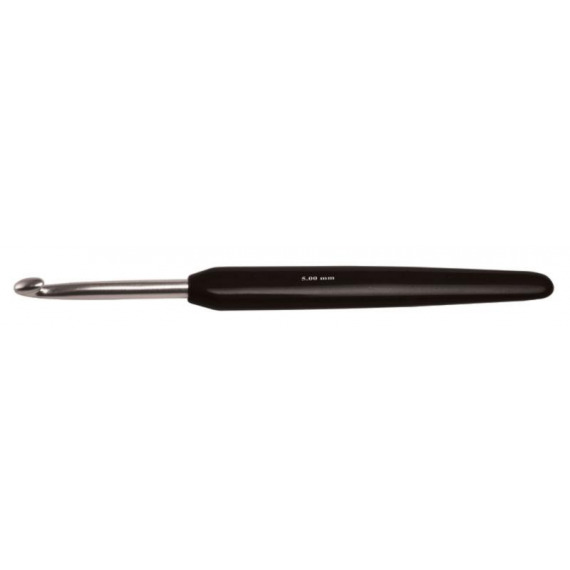 Крючок алюминиевый 2.00 mm с черной ручкой (серебряный наконечник) 