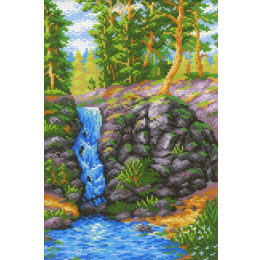 Канва с рисунком "Лесной водопад"