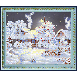Рисунок на ткани для вышивания бисером "Снежная зима"