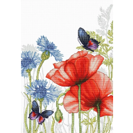 Набор для вышивания крестом "Маки и бабочки"