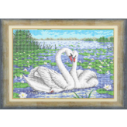 Рисунок на ткани для вышивания бисером "Лебеди"
