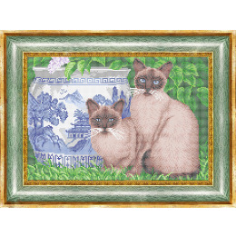 Рисунок на ткани для вышивания бисером "Сиамские кошки"