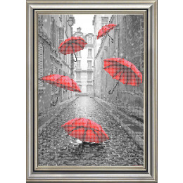 Рисунок на ткани для вышивания бисером "Красные зонтики"