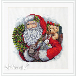 Набор для вышивания крестом "Санта с венком"
